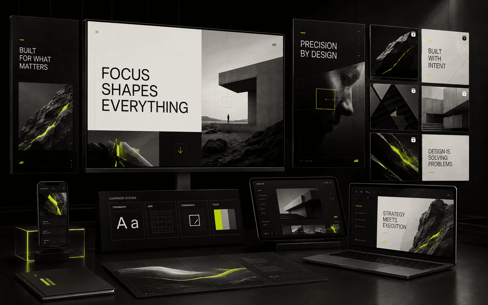 Abstract editorial concept visual for a content system project