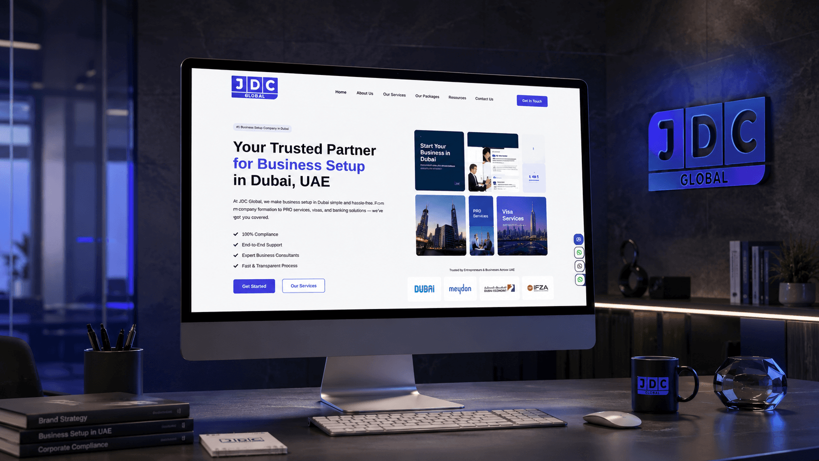 JDC Global brand identity and digital system presentation